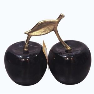 Made In India Decorative Double Cherry Figurine- Black /Gold